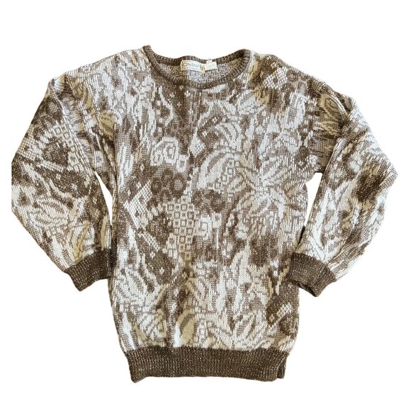 Cristina's Sweaters - Vintage 80's Cristina's Brown Metallic Long Sleeve Sweater Size Medium